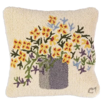 Fleurs en pot de pierre 18x18 coussin fleuri cadeau pour jardiniers