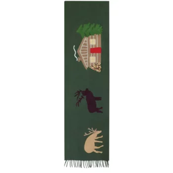 Couverture en laine brodée Hunting Cabin