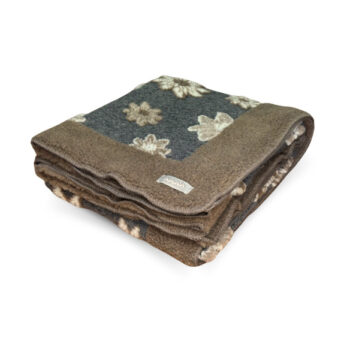 PLAID LANA COTTA FIORI NATURALI FONDO ANTRACITE 70%WV 30%PL 900 g/plaid, 145x200 cm