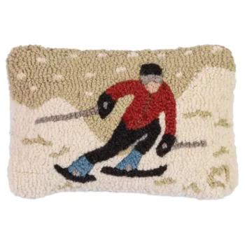 Coussin d'hiver en laine crochetée Ski Glider 8x12